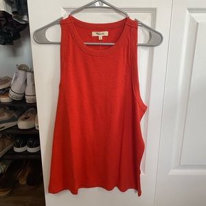NWT Madewell high neck tank top in orange/red color